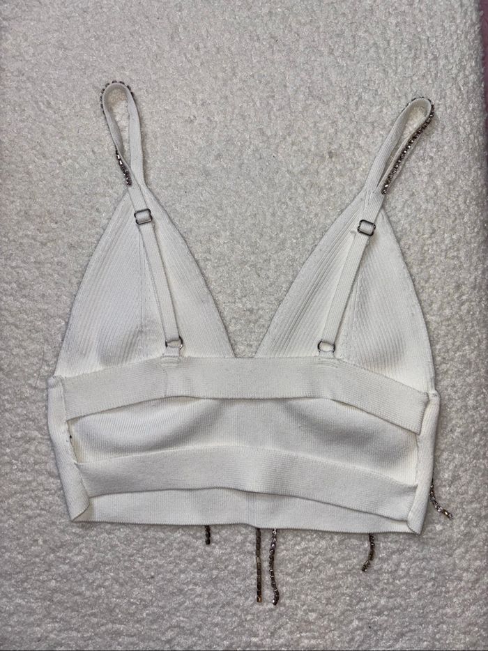 Crop top blanc à strass - photo numéro 6
