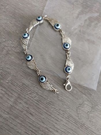 Bracelet œil protecteur ailes en acier inoxydable 17,5 cm