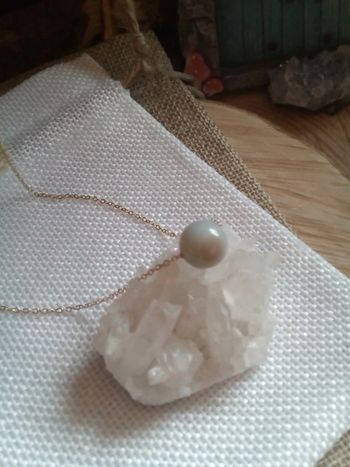 Collier perle en pierre d'agate bleue