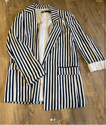 Blazer ligné bleu marine et blanc