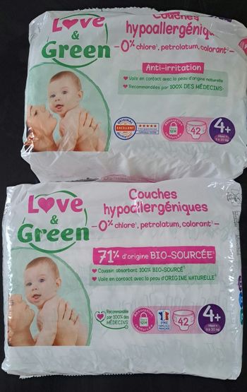 Lot 2 paquets couche Love&Green T4+
