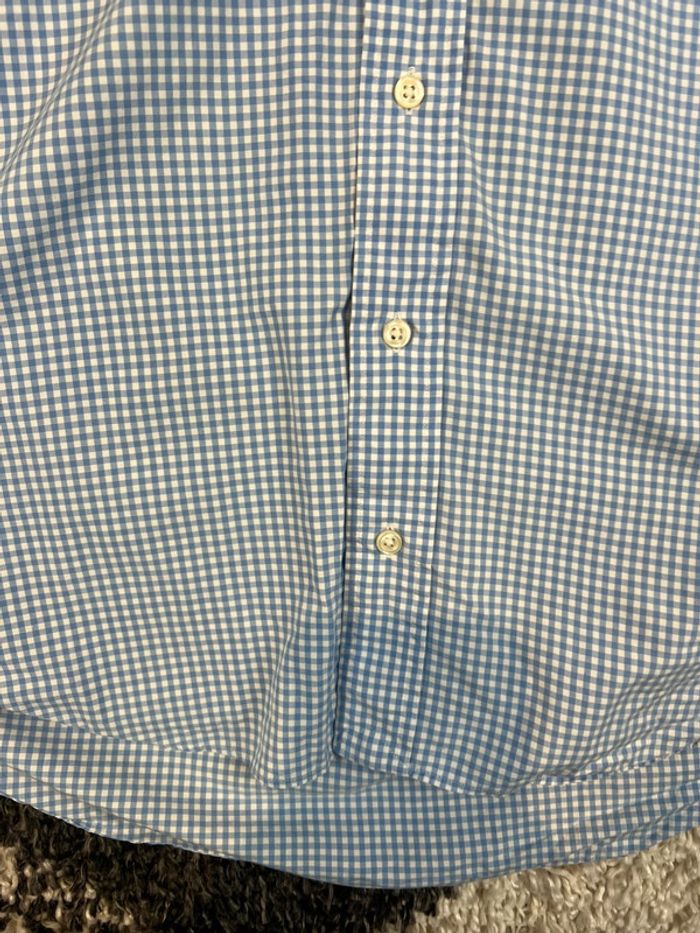 Chemise Ralph Lauren à carreaux bleu et blanc logo rose taille XL style old money - photo numéro 6