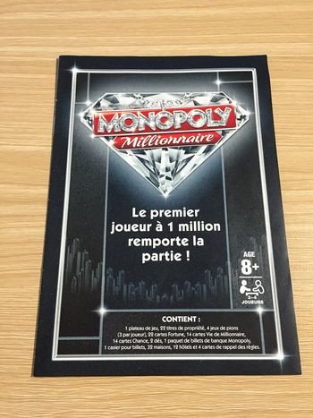 Notice pièce détachée jeu de société Monopoly Millionnaire #A45