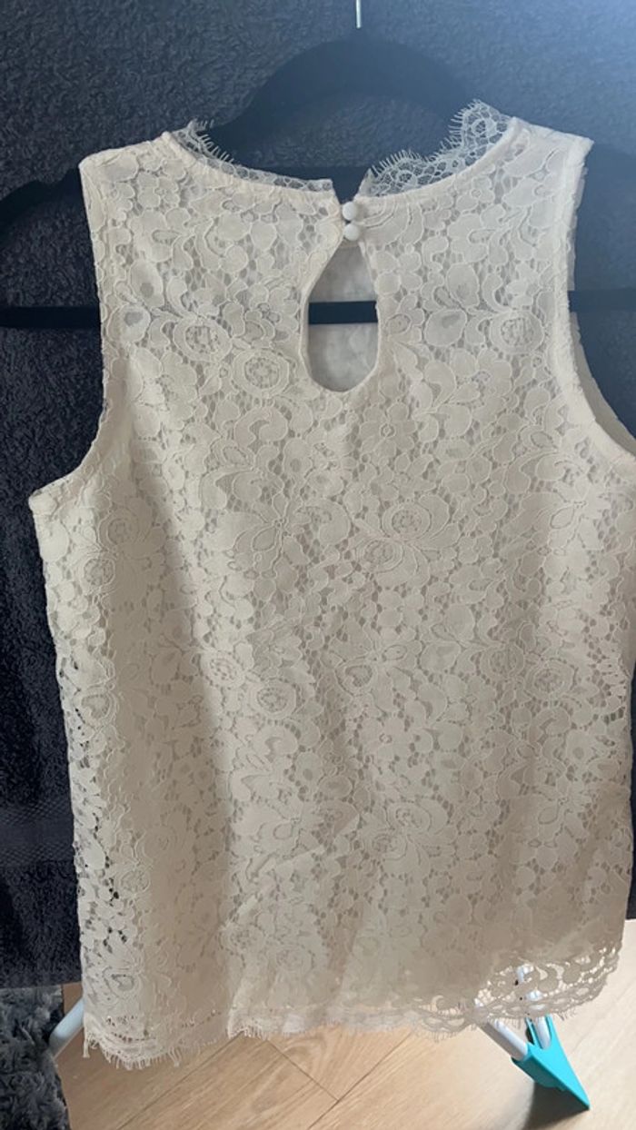 Haut Pimkie dentelle - Blanc cassé - XS - photo numéro 2