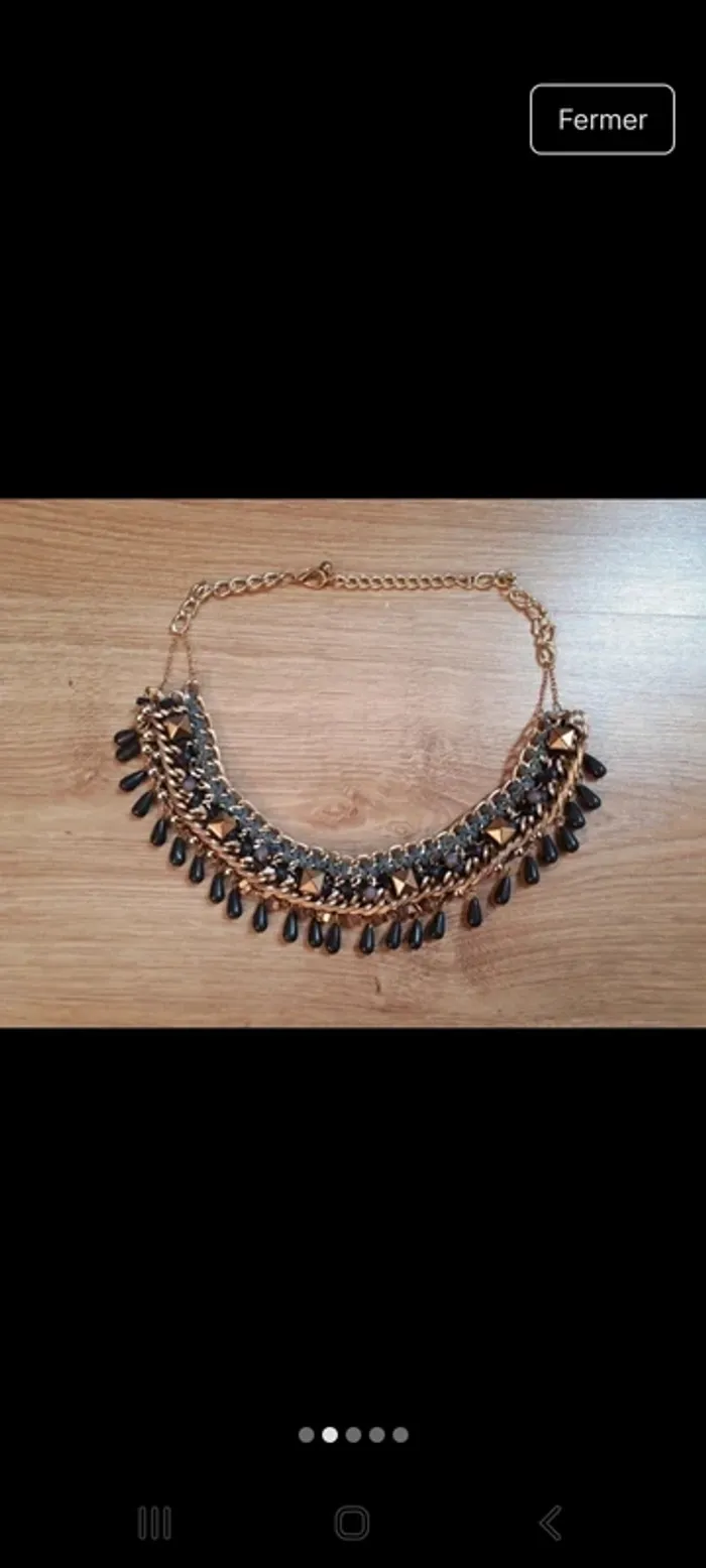 Lot de 2 colliers fantaisies dorés et noir - photo numéro 6