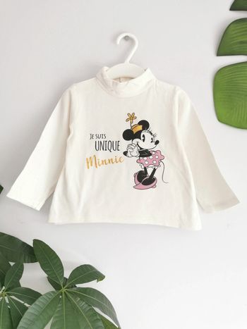 Tee-shirt col roulé Minnie "Je suis unique" Disney 24 Mois