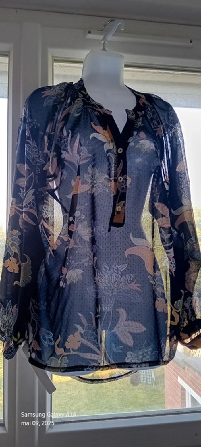 Blouse en voile motif floral coloré marine femme XXL janis & john - photo numéro 6