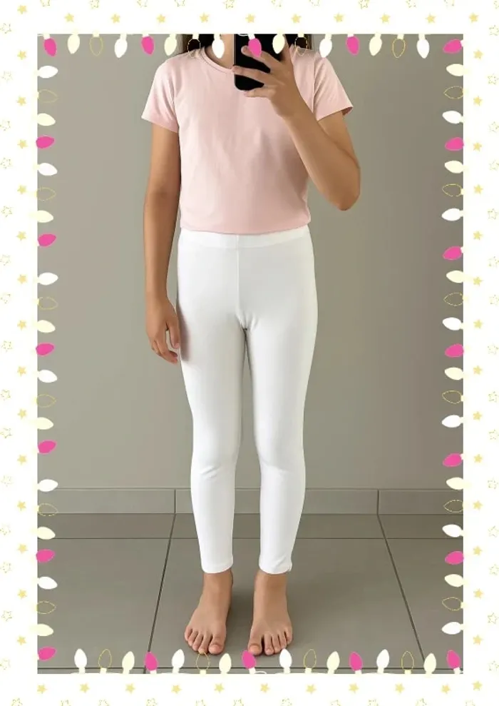Legging long blanc fille Taille 8-9 ans TEX 🤍👧