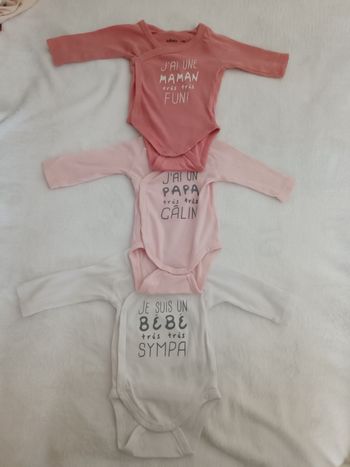 Lot de 3 bodys Gémo manches longues