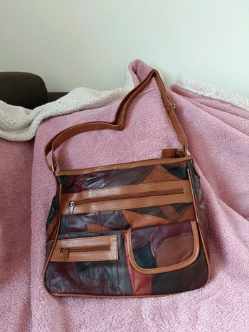Sac à main patchwork marron