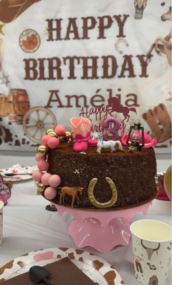 Décoration anniversaire cowgirl/cowboy – lot complet avec déco gâteau