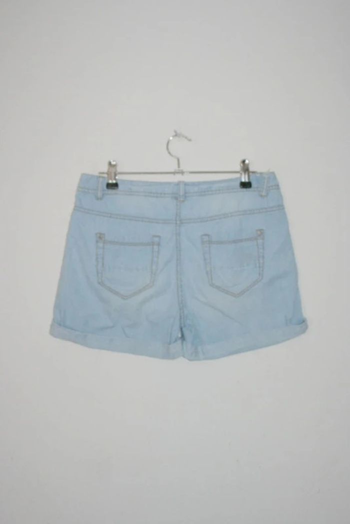 Short bleu clair fines rayures blanches Camaieu taille 36 - photo numéro 3
