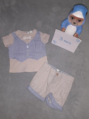Ensemble garçon short + t-shirt 3 mois été