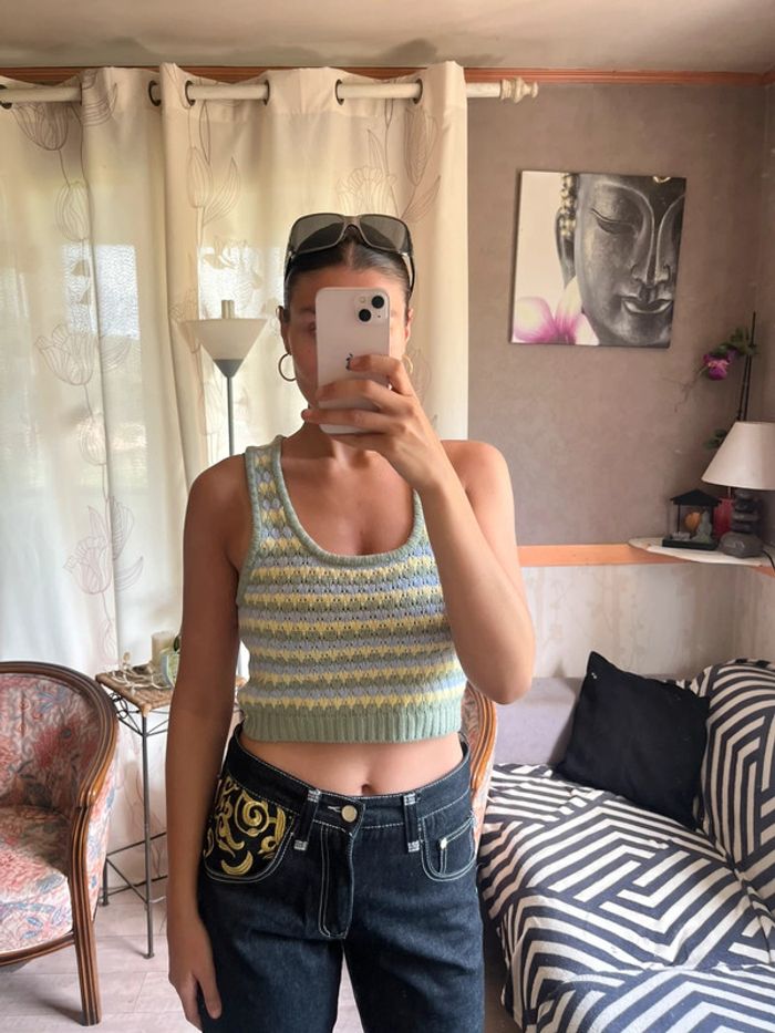Top court tricot vintage grunge coquette y2k 2000yer laine Ibiza - photo numéro 2
