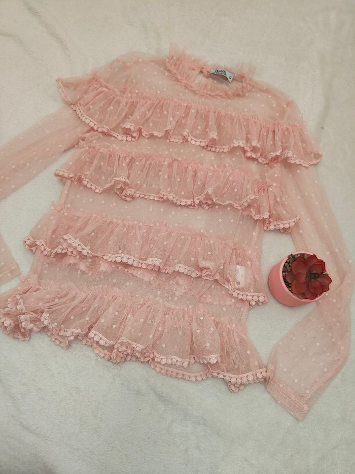 Blouse rose a froufrou femme