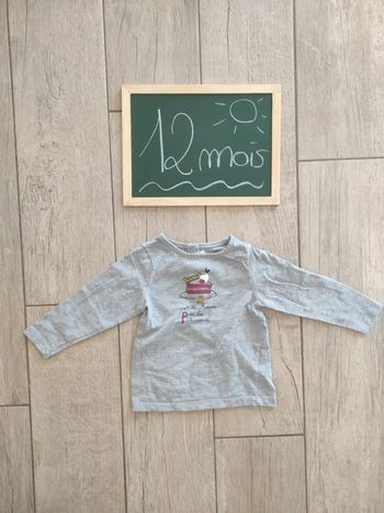 T-shirt manches longues gris 12 mois cadet Rousselle