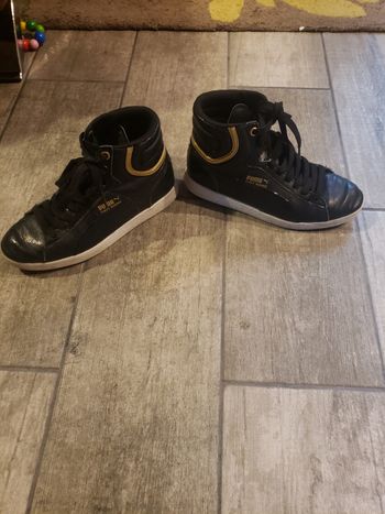 Basket puma fille noir et or