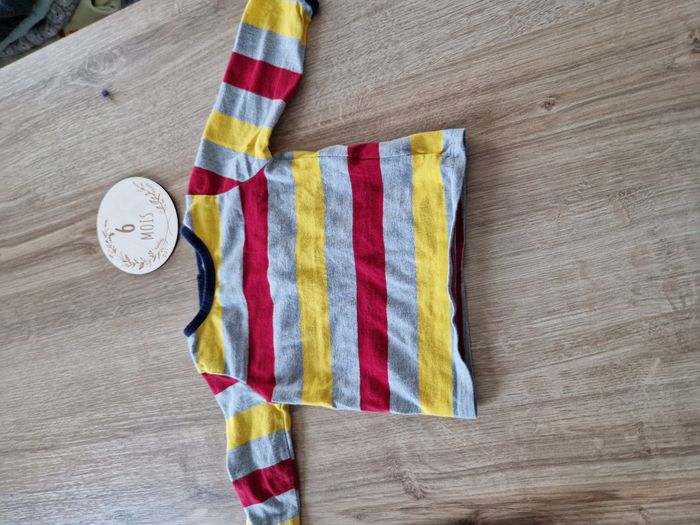 ENSEMBLE 2 Pièces : Salopette Jean Velours Doublée & T-shirt Rayé Mots d'enfants - 6 mois - photo numéro 4