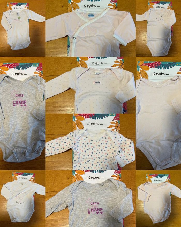 Lot de bodies ML fille - 10 pièces - 6 mois