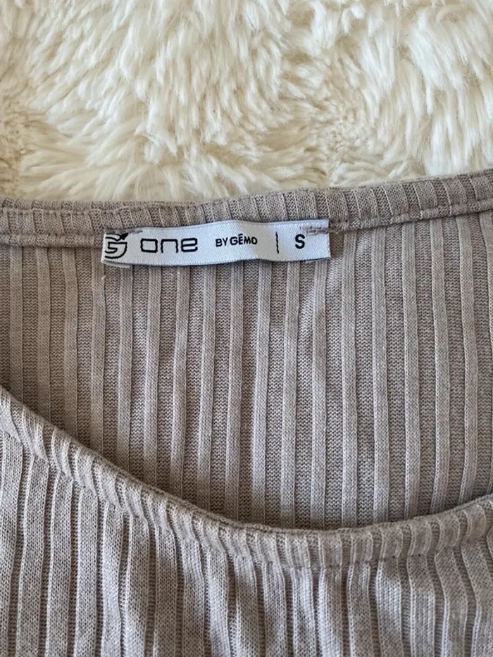 Petite robe beige matière côtelé taille S - photo numéro 5