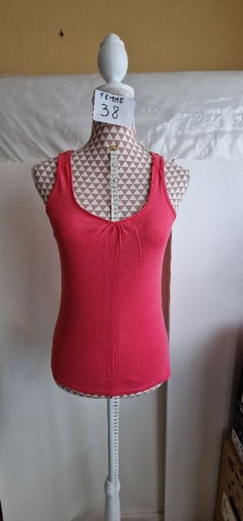 Débardeur, rose, en très très bon état, en coton & elasthanne, longueur 58cm