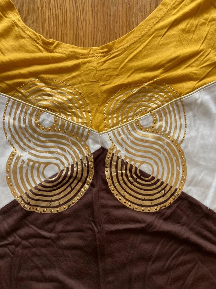 Top croisé dans le dos blanc or marron - photo numéro 2