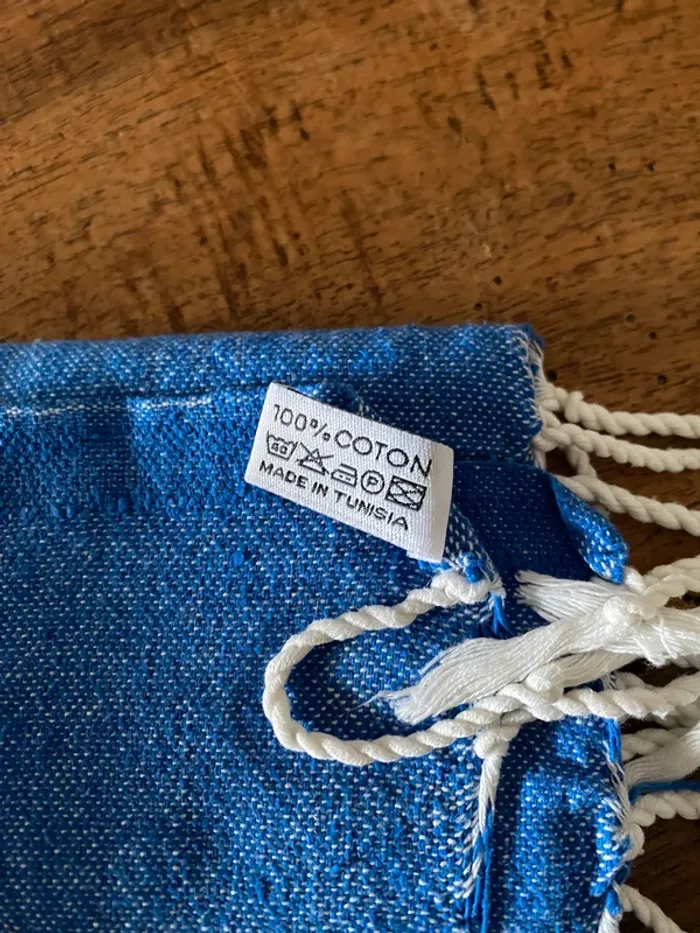Fouta de plage Foutazur bleue - photo numéro 2