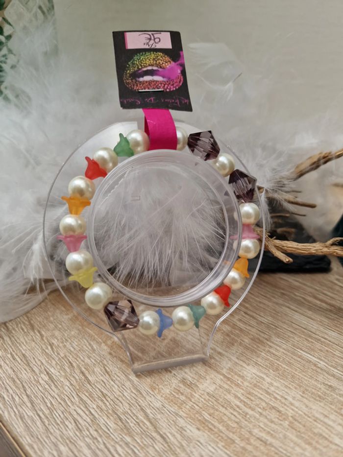 Bracelet Fleurs Multicolore Perles - photo numéro 2