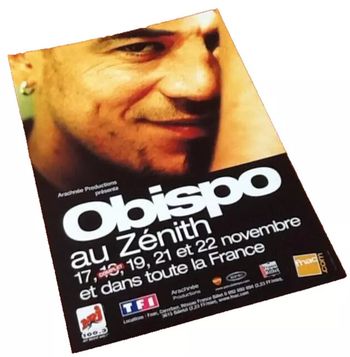 Carte postale publicitaire  Obispo au Zénith   17, 18, 21 et 22 Novembre et dans toute la France