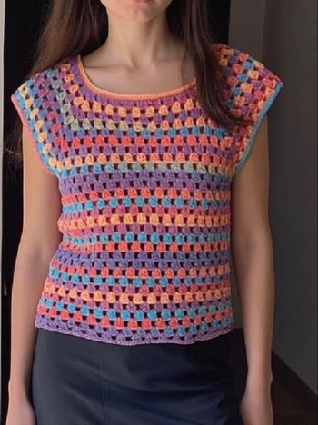 pull débardeur pastel au crochet