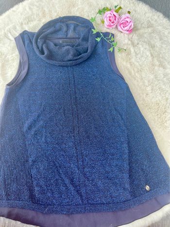 Débardeur pailleté bleu à col