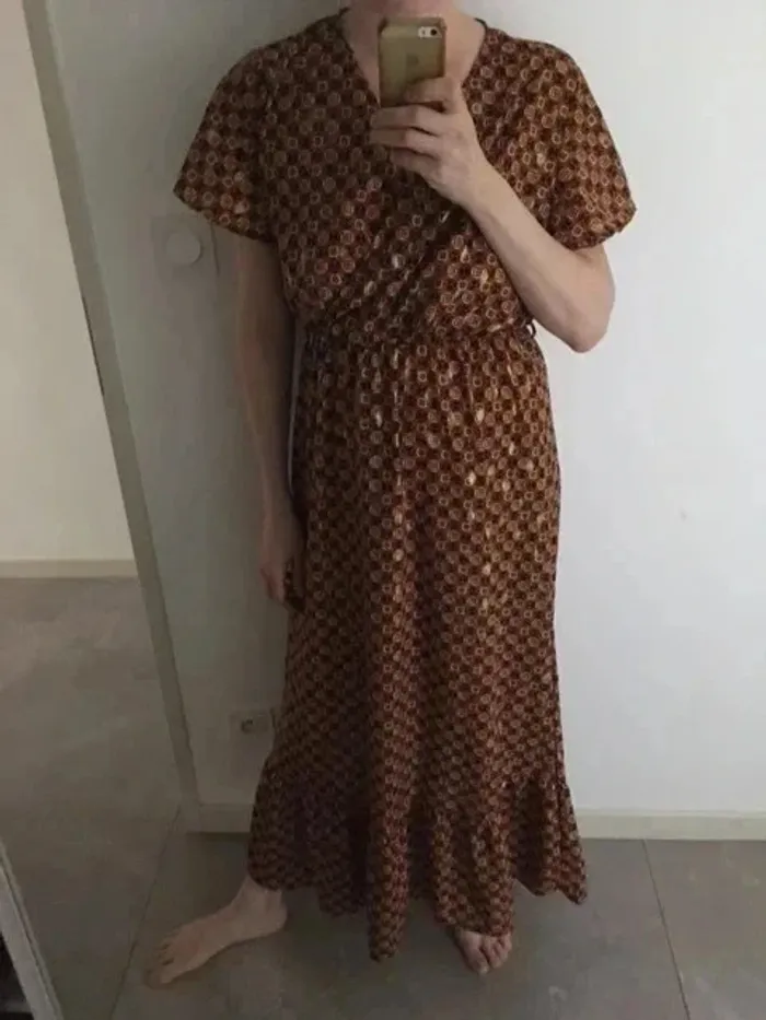 🌞 Robe longue d’été marron/doré Taille M Très bon état - photo numéro 4