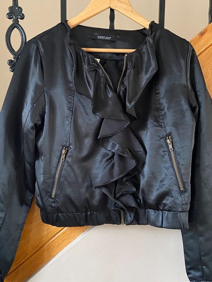 Blouson satiné noir - photo numéro 2