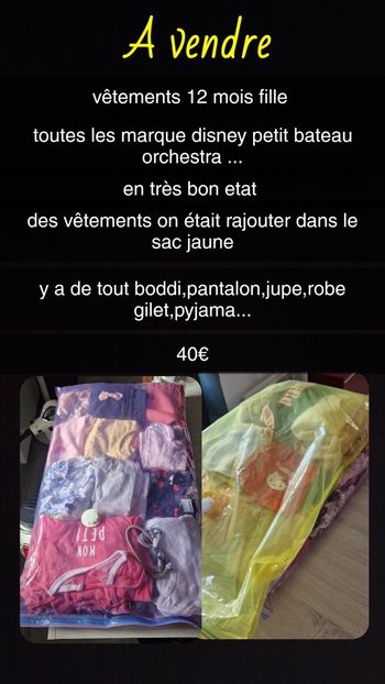 lot vêtements fille 12mois