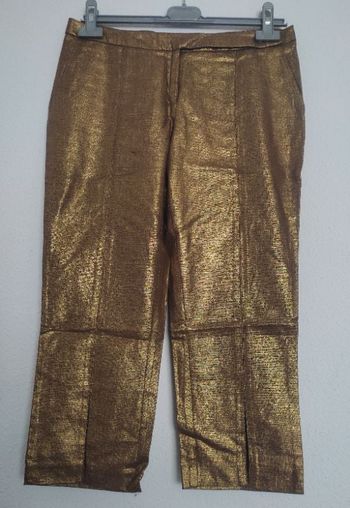 Pantacourt marron lamé or