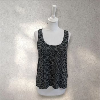 Débardeur fluide imprimé noir et gris taille M