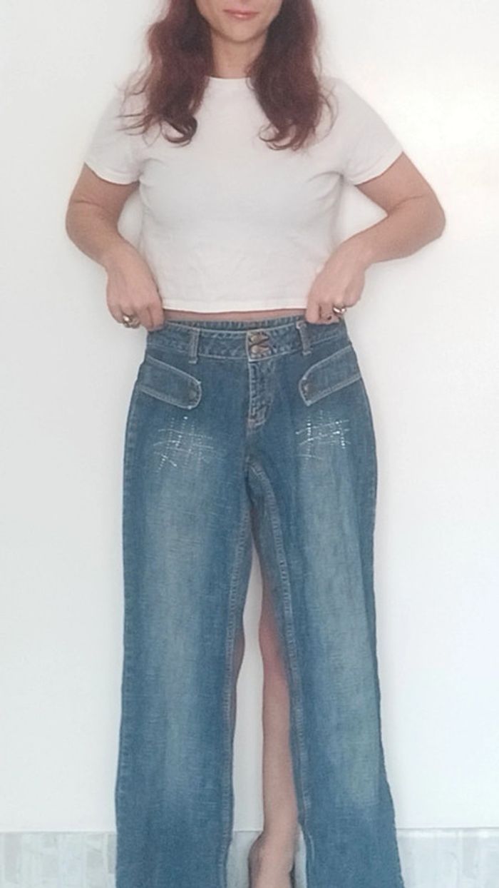 Jean brut ajusté évasé taille 38