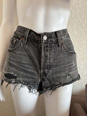 Levi’s 501 vintage court mini destroy W27 / 36‑38 S/M – mi taille gris foncé style cut off