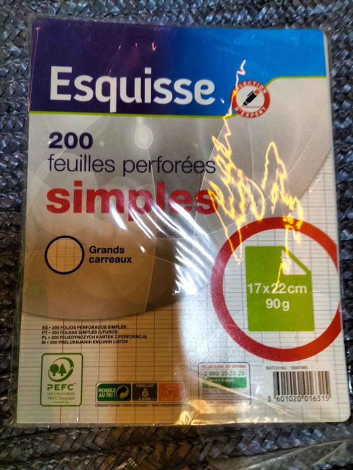 1 paquet de feuilles simples perforées petit format