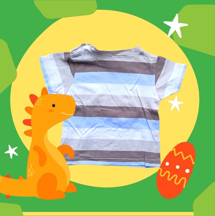 T-shirt rayé à message "Mon papa c'est le + cool !"taille 9 mois - photo numéro 2