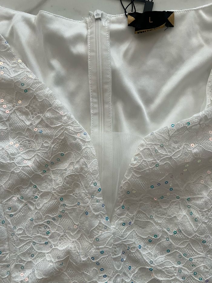 Robe de soirée pour mariage blanche taille L neuve avec étiquette - photo numéro 4