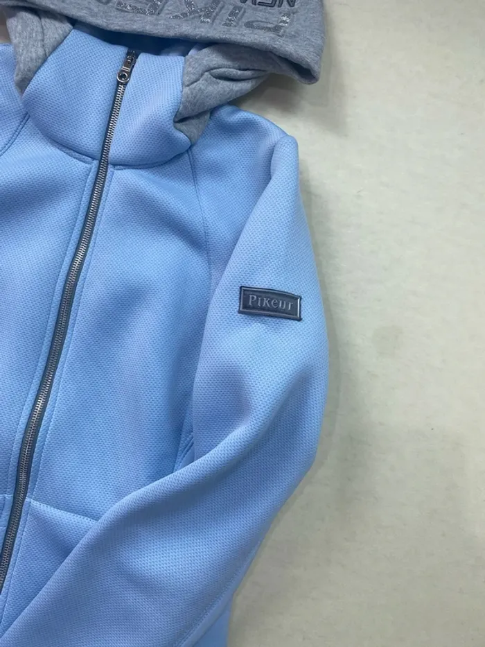 Gilet / Sweat à capuche Pikeur – Bleu clair et gris – Taille M - photo numéro 4