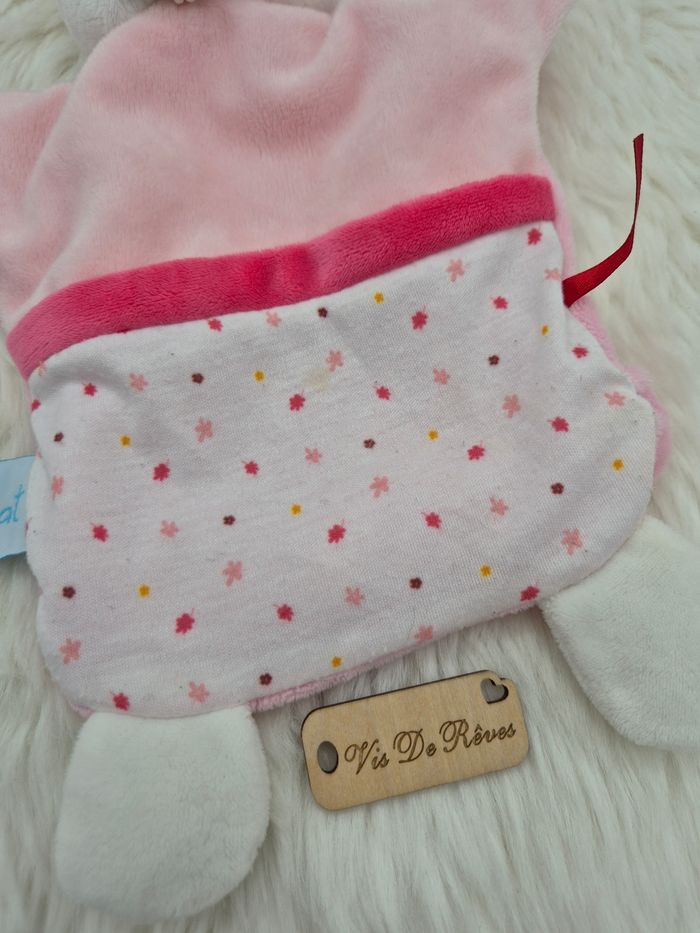 Doudou Marionnette Lapin Blanc rose Bn0592 "Happy Together" Baby Nat - photo numéro 4