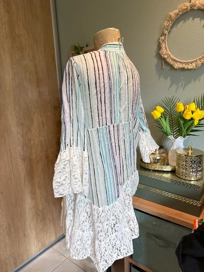 Jolie robe courte tunique avec dentelle femme - photo numéro 3