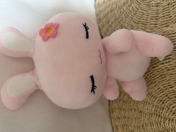 Peluche douce doudou lapin kawaii rose LES GOURMANDISES DE SOPHIE 26 cm