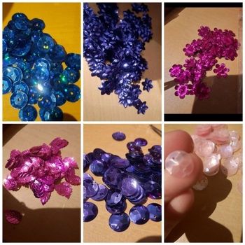 Lot 240 sequin rose violet bleu rond fleur feuilles idéal bouteilles sensorielle