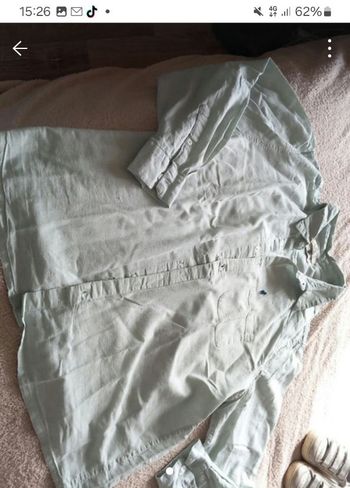 Chemise manches longues lin verte pâle homme xxl gentleman farmer 