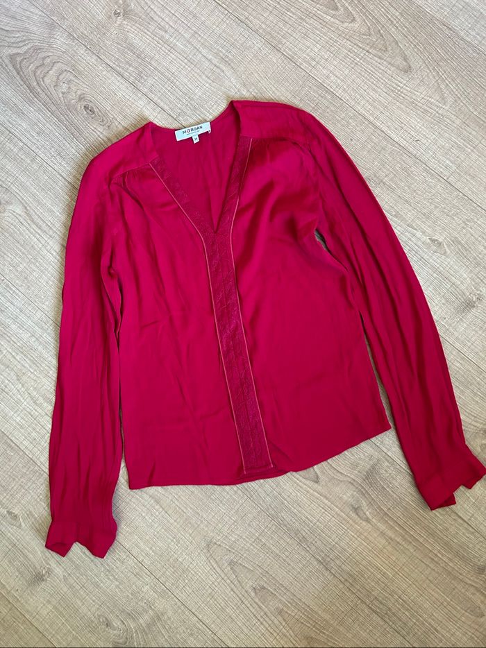 Blouse rouge à manches longues Morgan taille 34 comme neuve - photo numéro 7