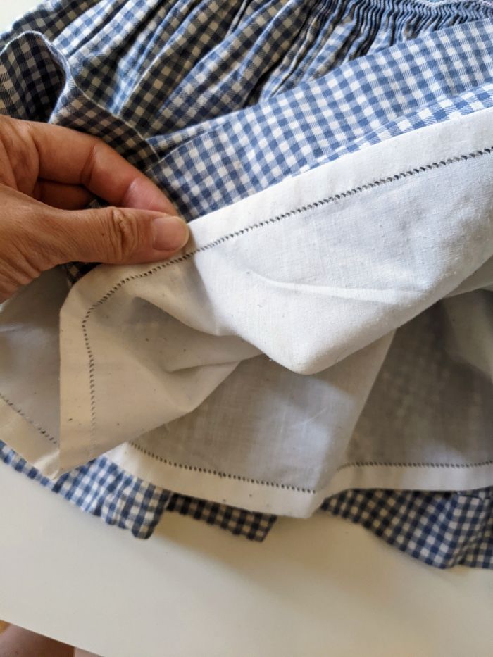 Robe vichy bleu clair à carreaux 12 mois 74 cm l Île Aux Fées Fait main - photo numéro 3