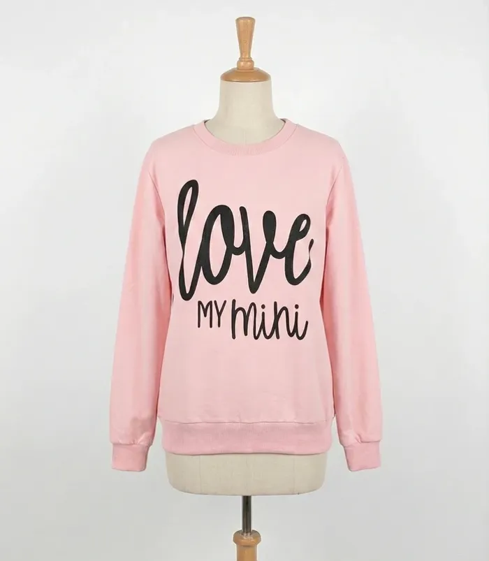 Sweat rose "Love My Mini" - PatPat Taille M (Look Mère/Fille)